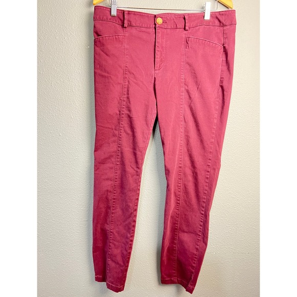 LOFT Outlet Pants - LOFT Outlet Womens Skinny Ankle Pants Burgundy Front‎ Seam Stretch Size 12